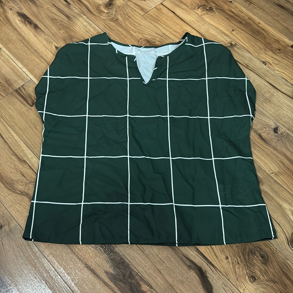 Green Plaid Blouse